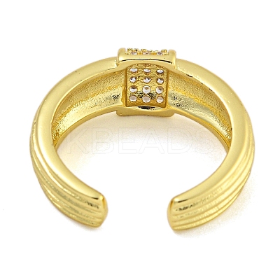 Rack Plating Brass Micro Pave Cubic Zirconia Cuff Rings for Women RJEW-I107-09G-1