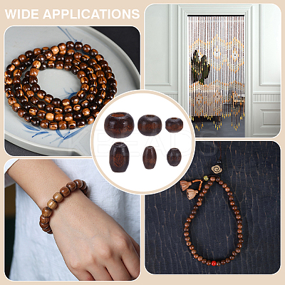 600Pcs 6 Styles Dyed Natural Wood Beads WOOD-WR0001-19-1