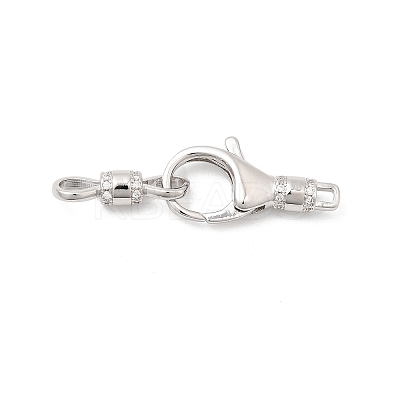 Brass Micro Pave Clear Cubic Zirconia Lobster Claw Clasps KK-Z137-17P-1