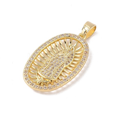 Brass Clear Cubic Zirconia Pendants KK-Z050-20G-1
