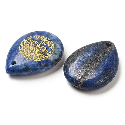 Natural Lapis Lazuli Drop Pendants G-C158-01K-1