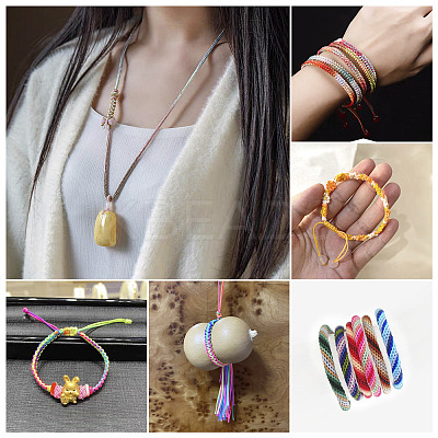 6 Rolls 6 Colors Segment Dyed Nylon Chinese Knotting Cord NWIR-TA0001-04-1