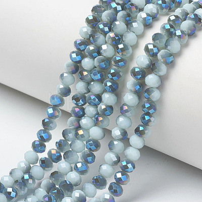 Electroplate Opaque Solid Color Glass Beads Strands X-EGLA-A034-P4mm-I05-1