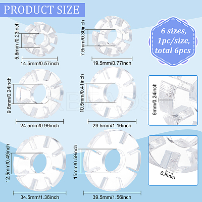 6pcs 6 Size Snowflake Shape Polymer Clay Earring Charms Guide TOOL-BC0002-30-1