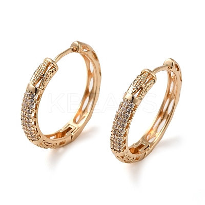 Brass Cubic Zirconia Hoop Earrings for Women EJEW-M238-11KCG-1