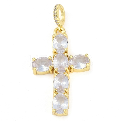 Rack Plating Brass Cubic Zirconia European Dangle Charms KK-P287-47G-03-1