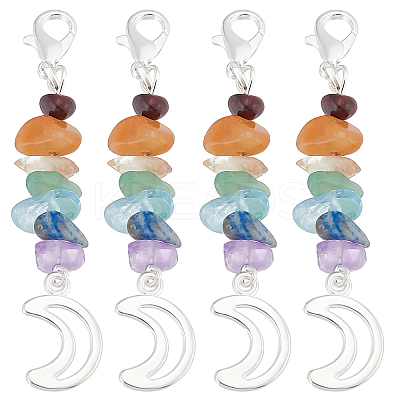 20Pcs Chakra Theme Natural Gemstone Pendant Decorations HJEW-BBC0001-01-1