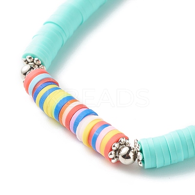 Handmade Polymer Clay Heishi Beads Stretch Bracelet BJEW-JB07372-03-1