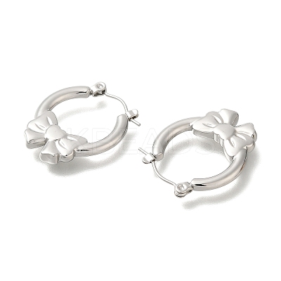 304 Stainless Steel Bowknot Hoop Earrings for Women EJEW-S227-64P-1