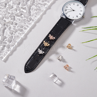 6Pcs 6 Styles Alloy Bee Watch Band Studs FIND-GO0003-57-1