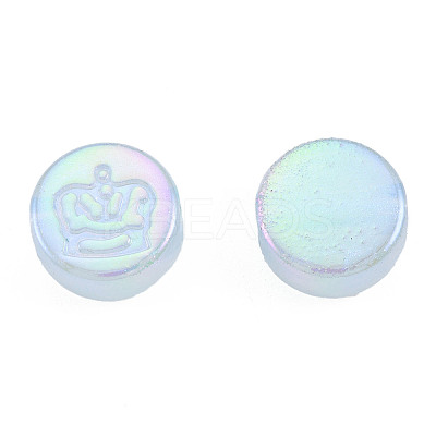 Rainbow Iridescent Plating Acrylic Beads OACR-N010-067-1