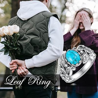 Zinc Alloy with Synthetic Turquoise Finger Rings FS-WGE57A9-04-1