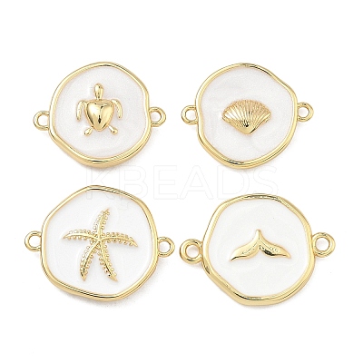 Ocean Brass Enamel Connector Charms KK-C251-05G-01-1