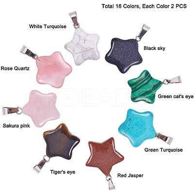 Natural & Synthetic Mixed Stone Pendants G-PH0034-36P-1