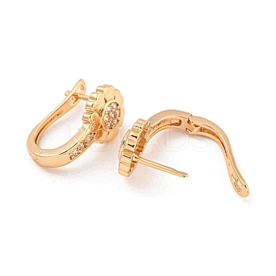 Brass Micro Pave Clear Cubic Zirconia Hoop Earrings EJEW-A107-01A-KCG-1