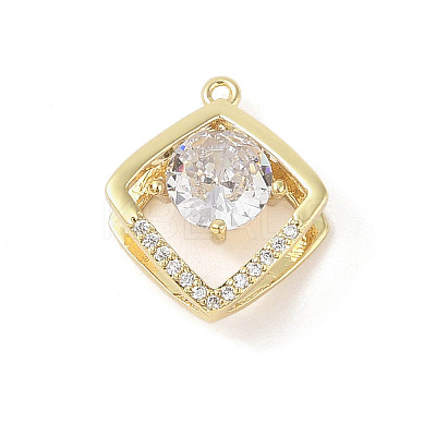 Brass Micro Pave Clear Cubic Zirconia Pendants KK-L214-03G-1