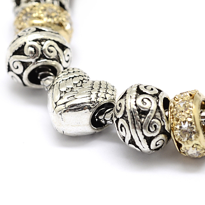 Alloy Rhinestone Bead European Bracelets BJEW-L602-05-1