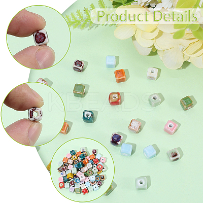 96Pcs 16 Colors Handmade Porcelain Ceramic Beads PORC-SC0001-52-1