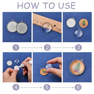Tibetan Style Alloy Flat Round Pendant Cabochon Settings TIBEP-M022-54AS-1