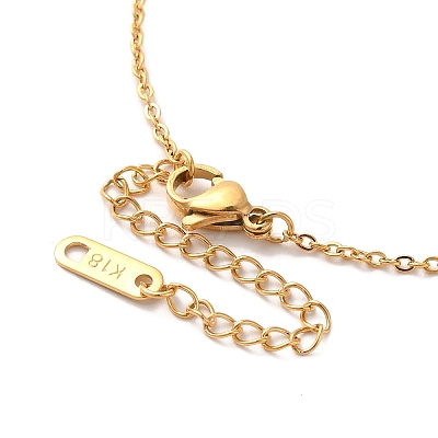 304 Stainless Steel Flat Round Pandant Necklace for Women NJEW-O126-01G-02-1