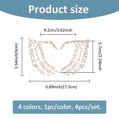 4Pcs  4 Colors Heart Glitter Hotfix Rhinestone DIY-FH0007-37-1