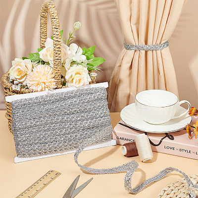Polyester Braided Metallic Lace Trim SRIB-WH0011-180B-02-1