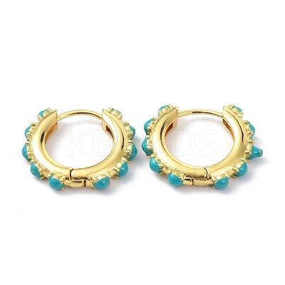 Brass Enamel Hoop Earring Findings KK-P205-06G-1