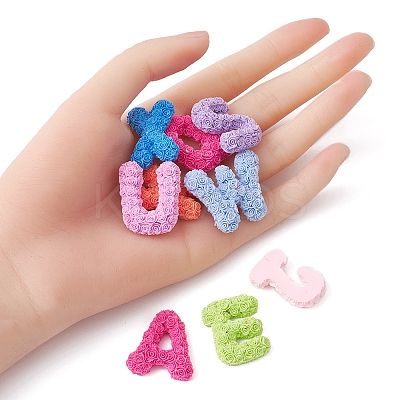 26Pcs 26 Styles Opaque Resin 26 Letter Cabochons RESI-YW0001-39-1