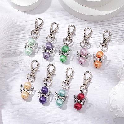 Angel Glass Pearl Pendant Decoration HJEW-JM02601-1