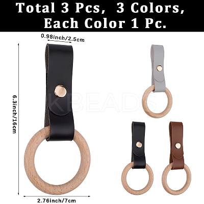 3Pcs 3 Colors PU Leather Towel Holder HJEW-CN0001-36-1