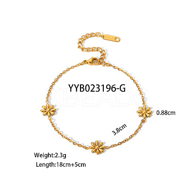 Elegant 304 Stainless Steel Daisy Link Chain Necklaces and Bracelets Sets for Women EE7355-1-1