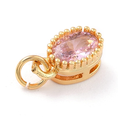 Real 18K Gold Plated Brass Inlaid Cubic Zirconia Charms ZIRC-L100-079G-1