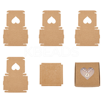 Square Kraft Paper Jewelry Storage Boxes CON-TAC0001-04B-1