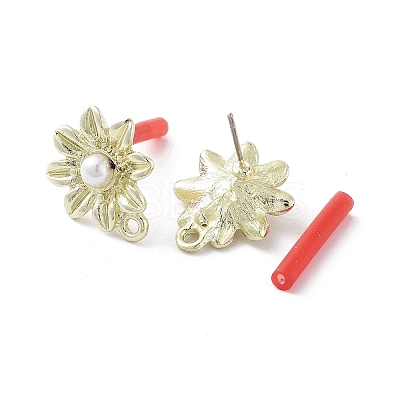 Rack Plating Golden Alloy with ABS Pearl Stud Earring Findings EJEW-B036-03G-14-1