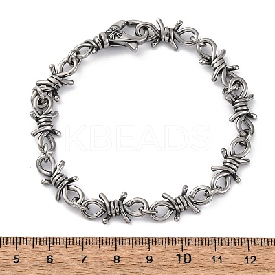 316 Surgical Stainless Steel Large Barbed Wire Link Chain Bracelets for Men Women BJEW-Q349-17AS-1