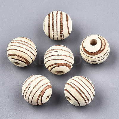 Painted Natural Wood Beads X-WOOD-T021-54B-12-1