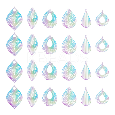 24Pcs 6 Style Spray Painted 430 Stainless Steel Pendants STAS-UN0045-84-1
