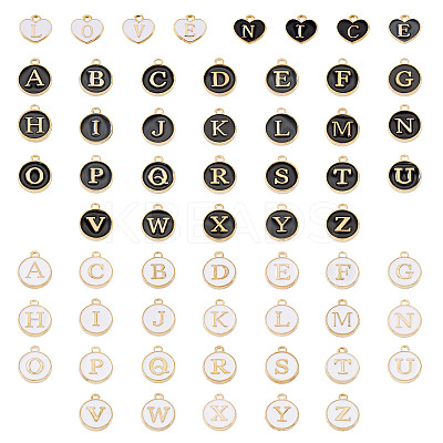 92Pcs 4 Styles Initial Letter A~Z Alphabet Enamel Charms ENAM-TA0003-50-1