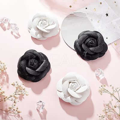 4Pcs 2 Colors PU Leather Artificial Flower Ornament Accesories FIND-CA0004-81-1