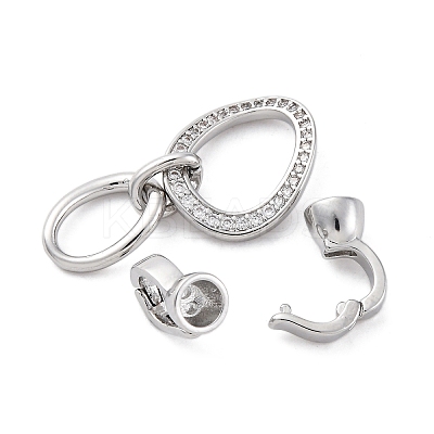 Brass Micro Pave Clear Cubic Zirconia Fold Over Clasps KK-U059-24P-1