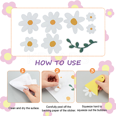 6 Sheets Daisy Flower PVC Sticker AJEW-WH0283-48-1