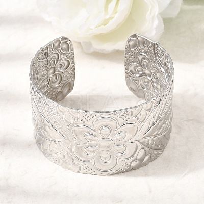 35MM 304 Stainless Steel Textured Flower Wide Cuff Bangles for Women SA-CBAB767-33P-1