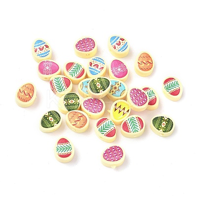 Printed Handmade Polymer Clay Beads CLAY-I016-04-1