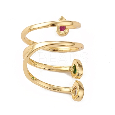 Colorful Cubic Zirconia Adjustable Rings X-RJEW-F135-05G-1