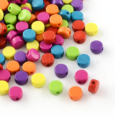 Flat Round Opaque Acrylic Beads SACR-R889-05-1