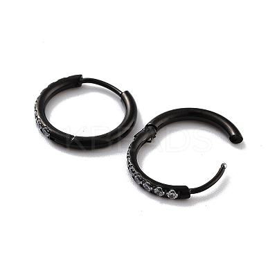Ion Plating(IP) 316 Surgical Stainless Steel Pave Clear Cubic Zirconia Hoop Earrings Women EJEW-A109-01C-EB-1