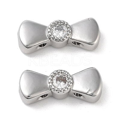 Brass Pave Clear Cubic Zirconia Bowknot Multi-Strand Links KK-B102-37A-01P-1