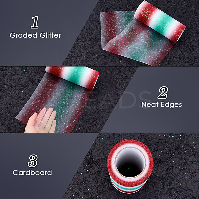 Rainbow Polyester Fabric Sparkling Tulle Roll OCOR-WH20006-55D-1