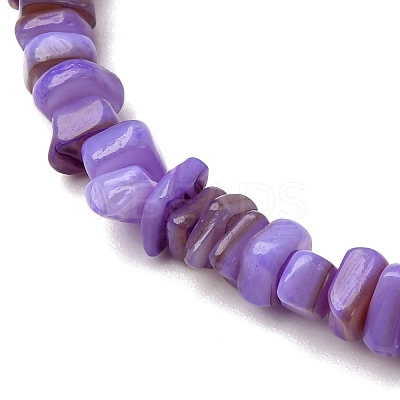 Dyed Natural Freshwater Shell Nuggets Beaded Anklets AJEW-AN00746-03-1