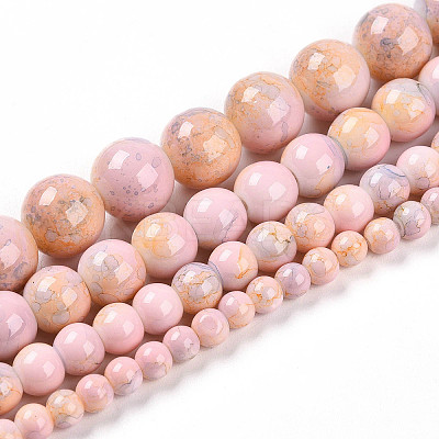 Baking Paint Glass Beads Strands DGLA-N003-6mm-C01-1